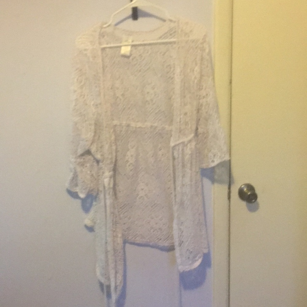 White lacy swim cover